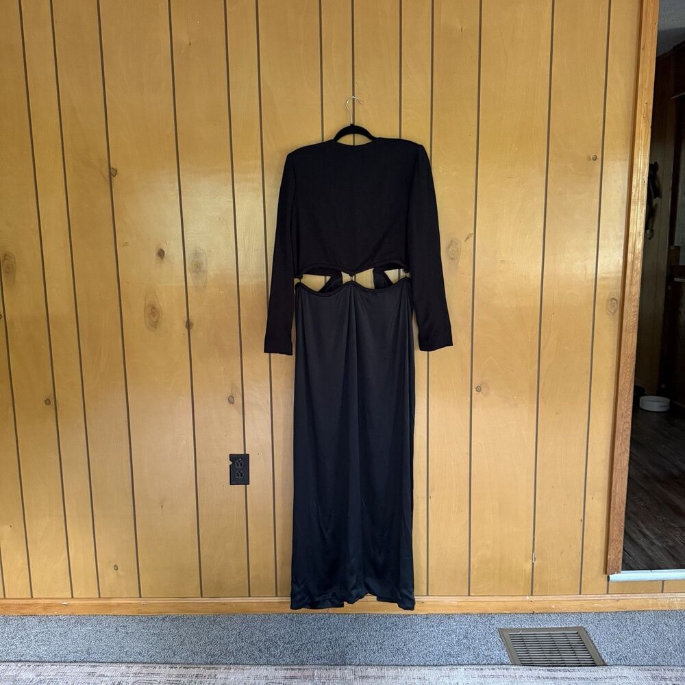 Brandon Maxwell Cut Out Coat Top In Black Size 10 MSRP $2795 Silk Evening Coat - Picture 3 of 15